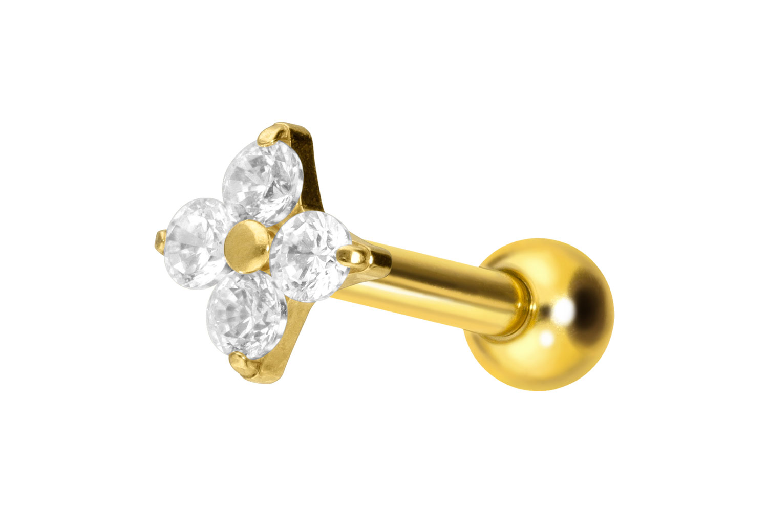 Titan Ohrpiercing mit Innengewinde KRISTALLBLUME